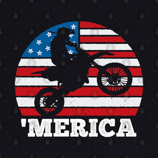 Merica Dirt Birt Vintage Sunset America USA Motorcycle by DetourShirts